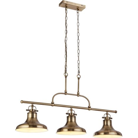 Searchlight Dallas Luminaire suspendu à 3 barres en métal et laiton antique