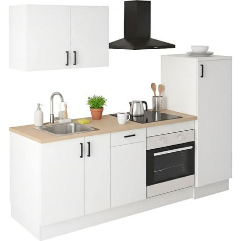 Dmora - Komplette Küche Telinea, Moderne Küchenkomposition, Modular Set für Küche, Funktionelle Küchenlösung, Weiß und Eiche