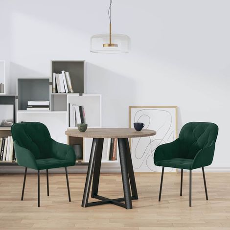 vidaXL Sillas de comedor 2 unidades terciopelo verde oscuro (1/5)