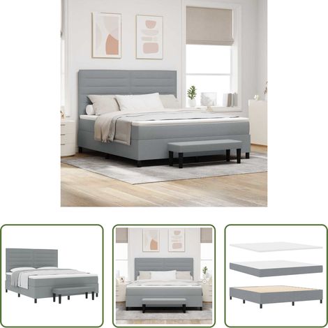 Matratze -  Boxspringbett mit Matratze Hellgrau 180 x 200 cm Stoff (1/5)