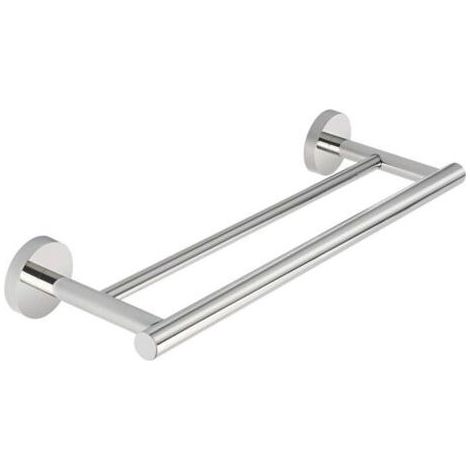 Porte Serviette Salle de Bain Double Barres Porte Serviette Mural en Acier Inoxydable 40 cm, Base Ronde, Finition polie (1/5)