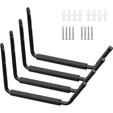 Wandhaken zur Aufbewahrung in Garage und Garten, mit extra breitem und stabilem Arm, ideal für Kajaks, Leitern, Fahrräder, Kanus und Klappstühle. Maximale Traglast: 45 kg. 4er-Pack. (1/5)