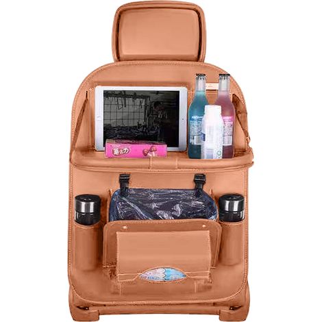 1 sac de rangement multifonctionnel en cuir, pour siège auto, poubelle voiture, organisation habitacle (1/5)