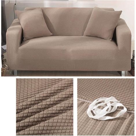 190-230cm Housse de canape 3 places avec accoudoirs laine Housse de fauteuil et canape extensible Couverture de Canapé 3 places Brun (1/2)