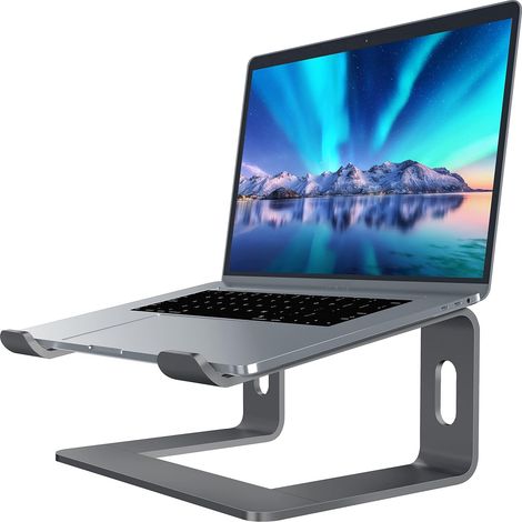 Laptop Stand Support pour Ordinateur Portable Compatible avec Mac MacBook Pro Air, Support Ergonomique Support de Montage Compact pour 10-15,6 Pouces Ordinateur Portable, LS1 Gris