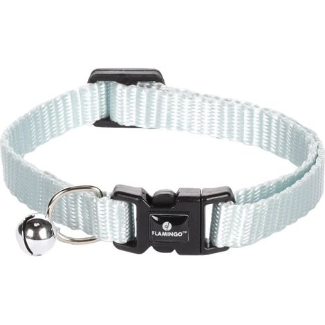 Collier réglable de 19 à 30 cm bleu clair avec clochette. pour chat - Flamingo (1/4)