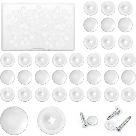 200 pcs Cache Visse Meuble, Blanc Cache Capuchon à Vis Ronds en Forme de Croix en Plastique, Capuchons à Encliquetage pour Vis, Idéaux pour Le Montage sur Le Mur et comme Décoration pour Meuble (1/5)