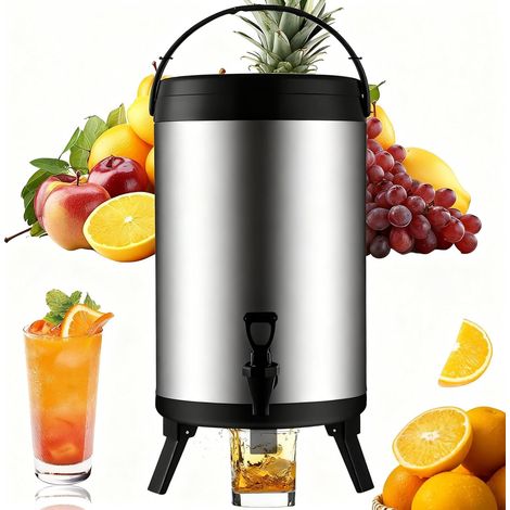 Distributore di bevande calde e fredde Thermos, distributore di bevande in acciaio inossidabile isolato, contenitore isolato con rubinetto portatile per campeggio e catering (6L)