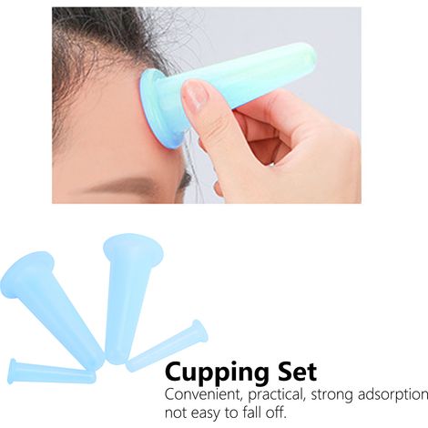 Gant de massage corporel 4 pièces Silicone Ventouses Bleu 2 grandes 2 petites Set de thérapie beauté santé (1/5)