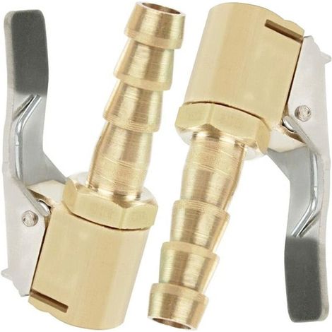 2 Pièces Embout de Gonflage,Embout Gonflage Pneu Voiture,Embout Gonfleur avec Clip,Gonflage Valve Clip Pince Connecteur Adaptateur,pour Valves de Pneu,en Laiton,8mm (1/5)