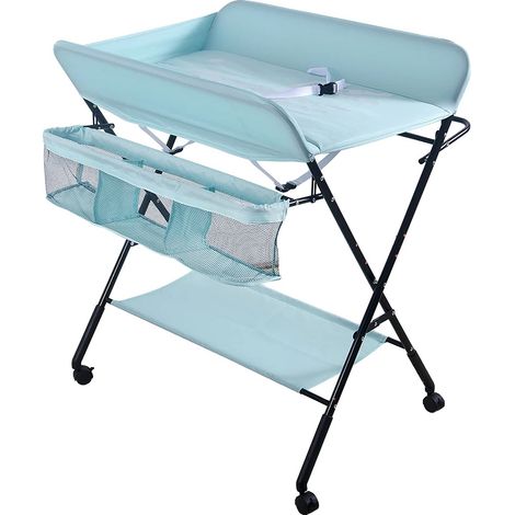 Table à langer pour bébé, design pliable, grand espace de rangement, Voir Bleu (1/2)