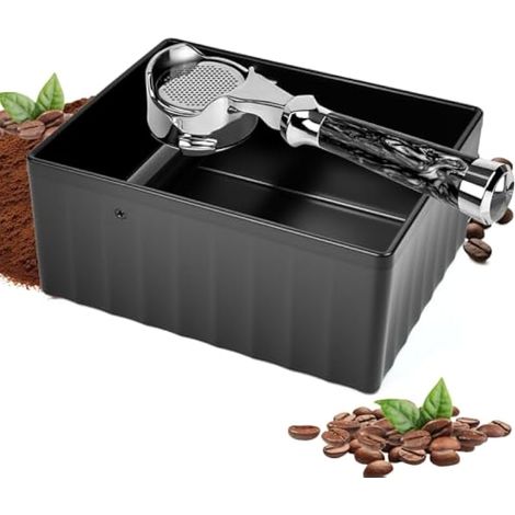 Boîte à Marc de Café Noir – 1500ml Grand Capacité – Large Ouverture Anti-projections – ABS Solide – Bac à Café Moulu pour Machine Expresso – Silencieux Anti-dérapant – pour Cuisine Café Bureau (1/5)
