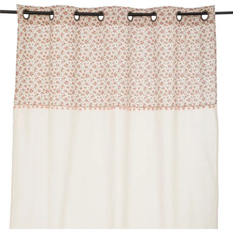Atmosphera – Rideau enfant coton 140x260 cm – Motif floral délicat – 8 œillets pour installation facile – Adoucit la lumière extérieure (1/5)