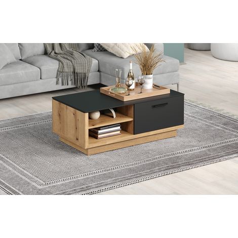 Table basse rectangulaire moderne chêne/anthracite Cindy (1/5)