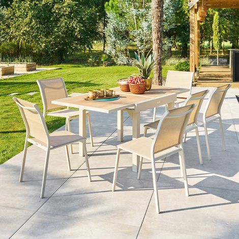 Table de jardin 8 places Piazza extensible argile - Hespéride