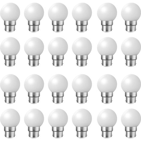Lot de 24 ampoules LED B22 2W - 200 lumens - Blanc chaud incassables, équivalent 15W pour guirlande extérieure - ergots renforcés