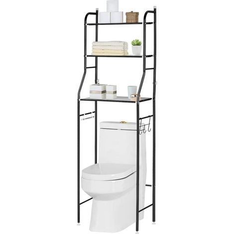 Kingsaid 3 Tier Over Toilet Storage Unit Multi-Functional Space Saving Organizer Stand Bathroom Shelf Unit Over Toilet Storage Rack Stand Black (1/5)