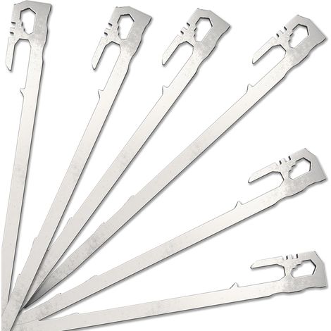 Lot de 6 piquets de tente robustes en métal, antidérapants, pour bâches et poteaux de tente gonflables, idéaux pour le camping, la randonnée, la plage et le jardinage. (1/5)