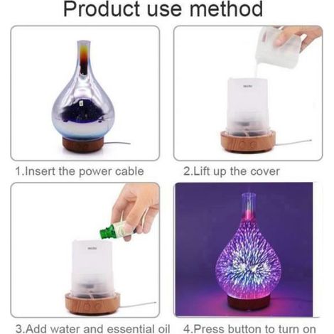 Diffuseur Huile Essentielle - Humidificateur Ultrasonique 100 ml - Lampe Led 3D 16 Couleurs - Pour Chambre Bureau Salon - 1 Pièce (1/4)