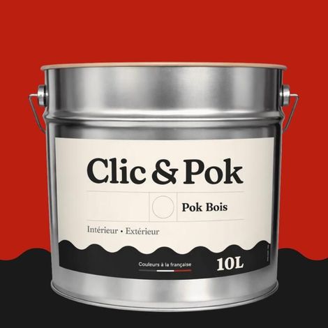Peinture Bois Extérieur – POK BOIS - 10L - RAL 3020 - Rouge signalisation- Résistante aux intempéries - Ne s'écaille pas