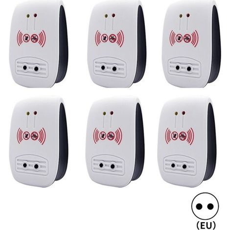 6 Packs Répulsif Ultrasons, Intérieur Electronique Ultrasonic Pest Repeller pour Insectes, Moustiques, Souris, Fourmis, Cafards - (Mise à niveau, prise standard européenne) (1/5)