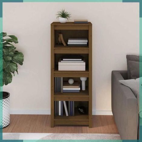 821712 Bibliothèque Marron miel 50x35x125,5 cm Bois de pin massif (1/5)