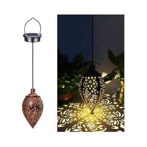 Lanterne solaire suspendue d'extérieur, lampe décorative solaire pour arbre, décoration de jardin solaire, lampe suspendue vintage en métal, LED étanche (1/5)