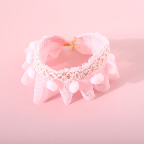 Collier en Dentelle pour Animaux de Compagnie Couleurs Brillantes Collier de Chat Chinoiserie réglable pour Petits Animaux Chats Chiens Rose M 25-30 cm/9,8-11,8 pouces (1/5)