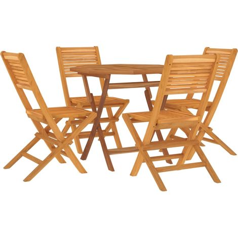 Set da pranzo per mobili da giardino mobili da esterno 5 pezzi 85 x 85 x 76 cm legno massello di teak 020014291