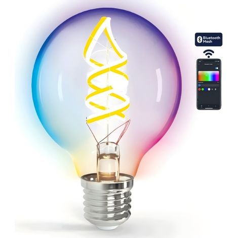 Ampoule Filament Vintage Connectée Bluetooth Mesh Aigostar G80 E27 6W CCT Réglable, Verre Dégradé Ambiance Familiale (1/2)