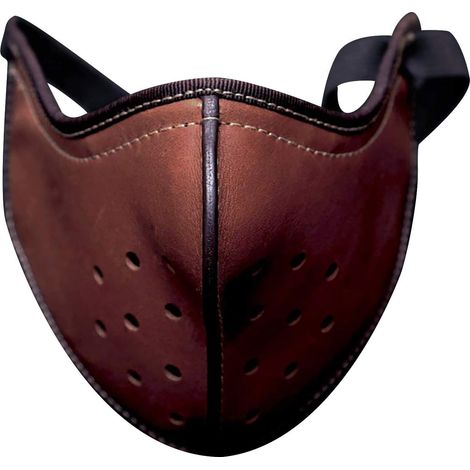 Punk Leather Mouth Nose Mask Washable Motorcycle Mouthguard Windproof Breathable Face Protection for Men Brown (1/5)
