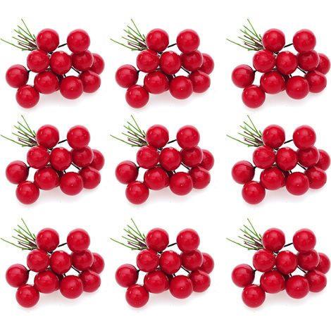 Baies Artificielles - Diamètre 1,2 cm - Tige Flexible En Fil Métallique - Décoration De Noël Et De Fêtes - 72 Pièces (1/5)