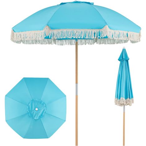 Boho Garden Umbrella, 170 cm, Blue, Adjustable Tilt