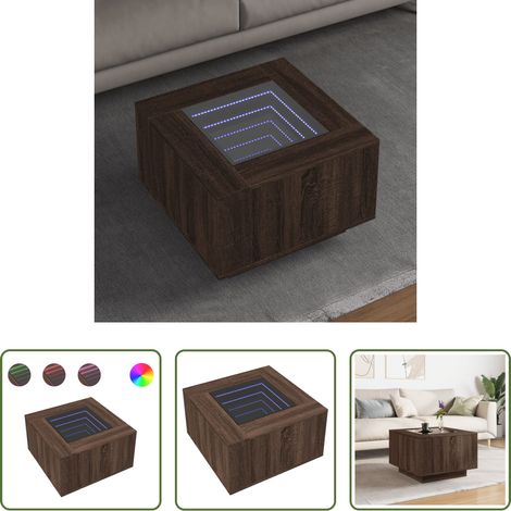 Holz Couchtisch - LED-Couchtisch Braun Eichen-Optik 60x60x40 cm Holzwerkstoff (1/5)