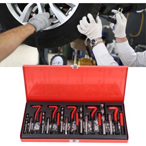 Kit d'outils de réparation de filetage métrique de 131 pièces, forets en acier rapide, tarauds, inserts de filetage, outils d'installation et ensemble d'outils de rupture pour la réparation des fileta (1/5)