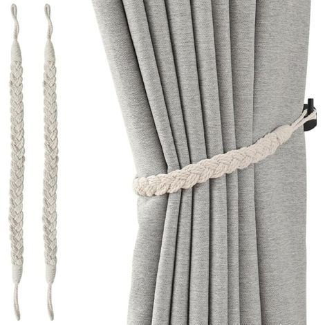 Lot de 2 embrasses de Rideaux Faites à la Main en Corde pour décoration de Bureau Maison, Fixations tissées (1/4)
