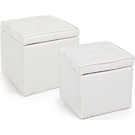 SET 2 POUF CONT. BELLVILLE BIANCO BIZZOTTO.-5760637- (1/5)