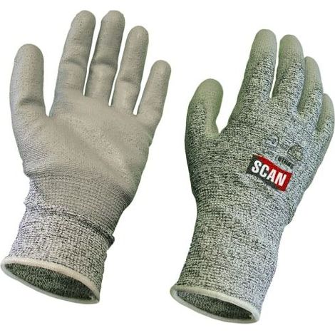 Scan Grey PU-Coated Cut 5 Gloves - Medium (Size 8)