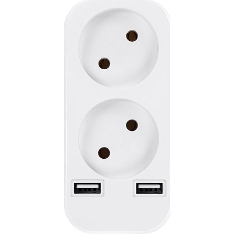 royaluxe - Prise USB Secteur Multiple, 4 en 1 Chargeur USB Multiprises avec 3 Sortie AC 10A, 2500W et 2 Ports USB, Prise Murale Electrique Idéal pour Chambre Bureau Domicile,blanc, une pièce,