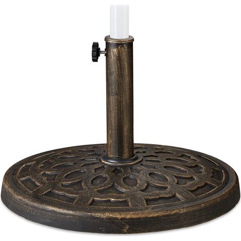 Support à parasol, pour des barres de 38-50 mm, résistant aux intempéries, Ø49,5cm, jardin, aspect fonte, brun (1/5)