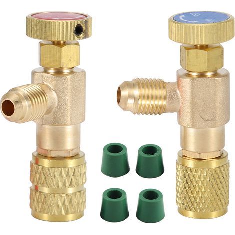 2pcs Soupape de sécurité liquide R410A R22 Climatisation Réfrigérant 1/4 "Adaptateur de sécurité (1/3)