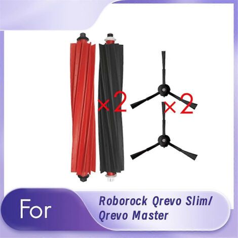 Lot de 4 brosses lat��rales principales de rechange pour robot aspirateur Roborock Qrevo Slim/Qrevo Master