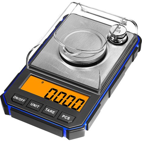 Balance électronique de haute précision, 50 g/0,001 g, balance numérique au milligramme avec écran LCD, balance de laboratoire électronique, balance de bijoutier, mini balance électronique portable, b (1/5)