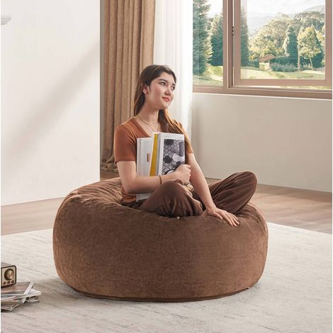 Poltrona pouf pieghevole per adulti 90x90x50 cm, marrone, OKMYHOME (1/5)