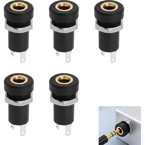 5 Pièces Jack 3.5mm Stéréo à Souder 3 Broches avec Écrou de Fixation, Prises Jack 3.5 mm Stéréo, Connecteur Mini Jack pour Réparation Casque Écouteurs Microphone Câble AUX Projets Électroniques DIY (1/5)
