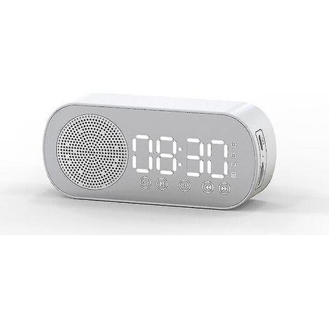 Radio portable FM avec haut-parleur, affichage LED, Bluetooth et réveil numérique, décoration intérieure blanche (1/4)
