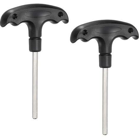 2Pcs Clé Hexagonale À Poignée En T 5mm Métrique Acier 45 Noir (1/5)