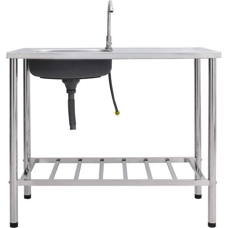 Maison Exclusive - Lavello da Campeggio Vasca Singola con Rubinetto Acciaio Inox