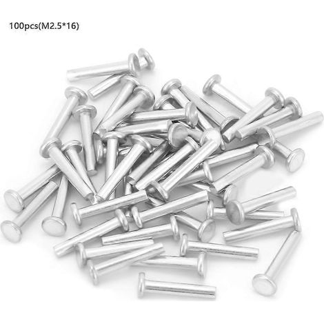 100 rivets en aluminium à tête plate M2,512/14/16 mm, rivets fraisés (M2,516)
