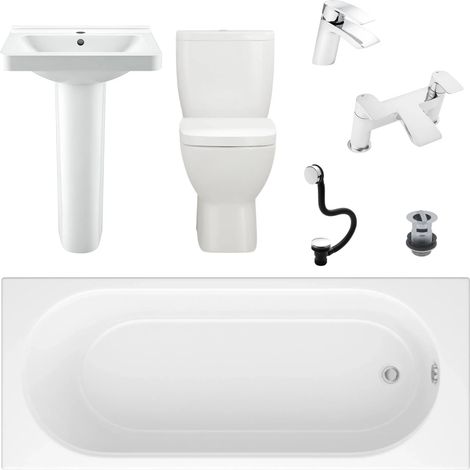 Complete Bathroom Suite Siera Bath Vercelli Toilet and Basin Inc Haze Taps